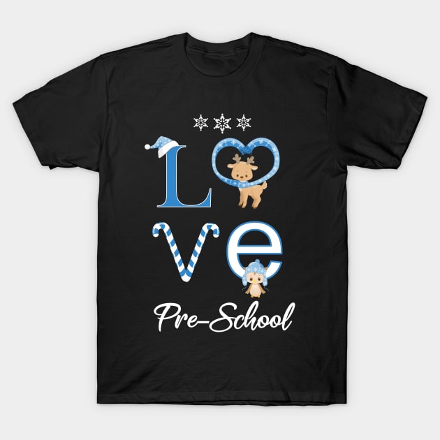 Christmas Pre-School Holiday Teacher Students Cute Love T-Shirt by Kimmicsts